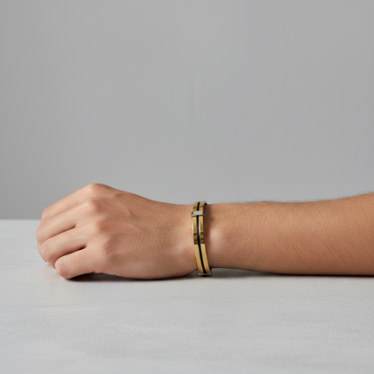 Golden via black rope